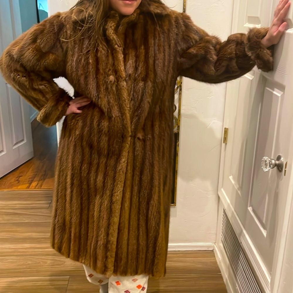 Vintage Dark Pastel Mink Long Coat